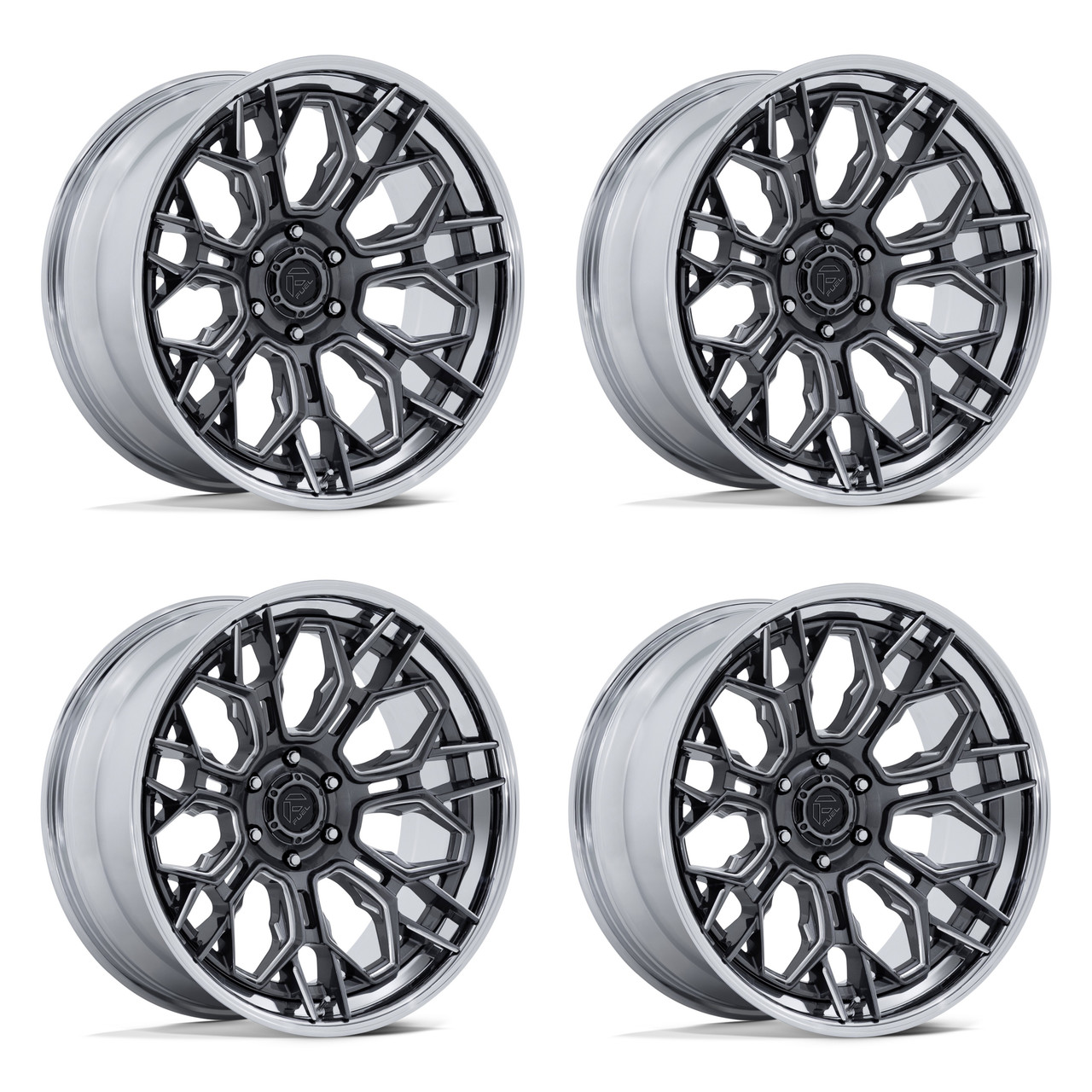 Set 4 20" Fuel FC409 Hive Gloss Gunmetal W/ Chrome Lip 20x9 Wheels 6x135 1mm Rims Offroad Truck SUV Wheels