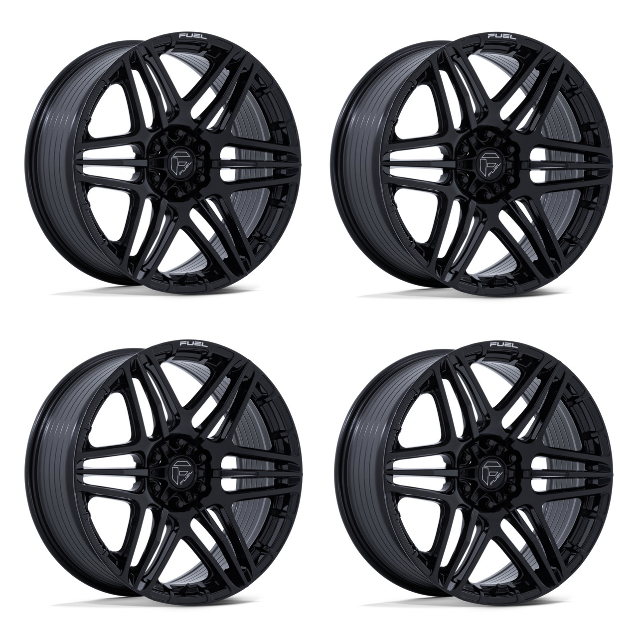 Set 4 22" Fuel FC909 Weapon 22x9.5 6x135 20mm Gloss Black Wheels Offroad Rims