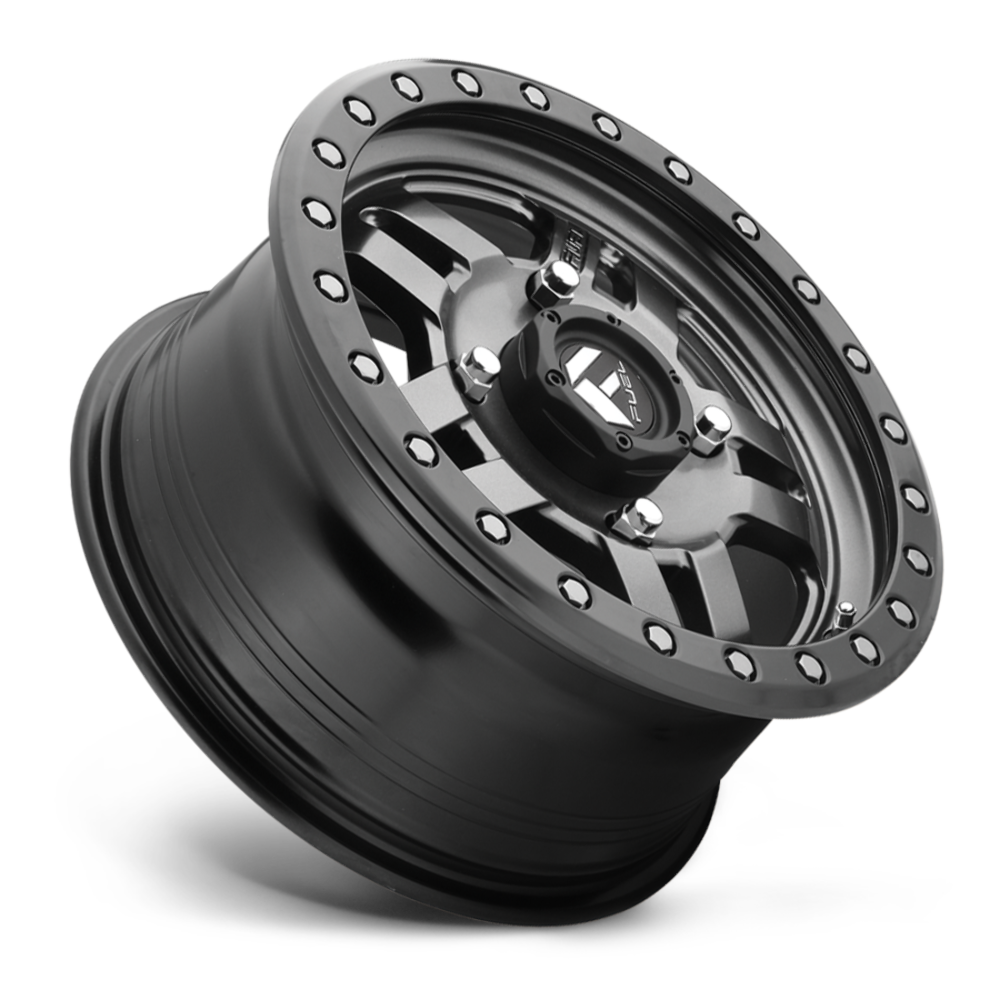 Set 4 14" Fuel UTV D558 Anza 14x7 4x156 13mm Gunmetal Black Bead Ring Wheels Rim