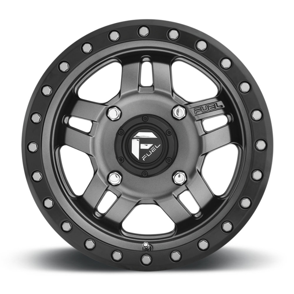 Set 4 14" Fuel UTV D558 Anza 14x7 4x156 Gunmetal Black Bead Ring Wheels 13mm Rim