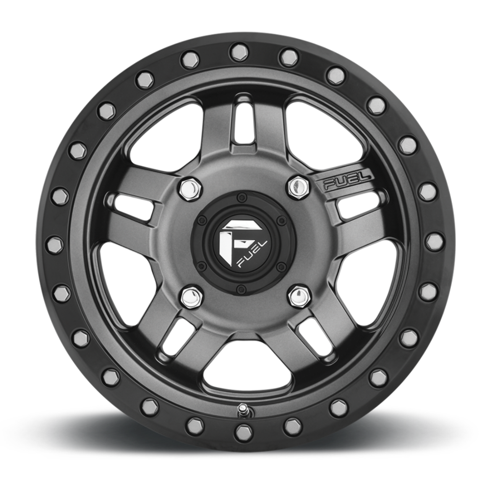 Set 4 14" Fuel UTV D558 Anza 14x7 4x156 13mm Gunmetal Black Bead Ring Wheels Rim