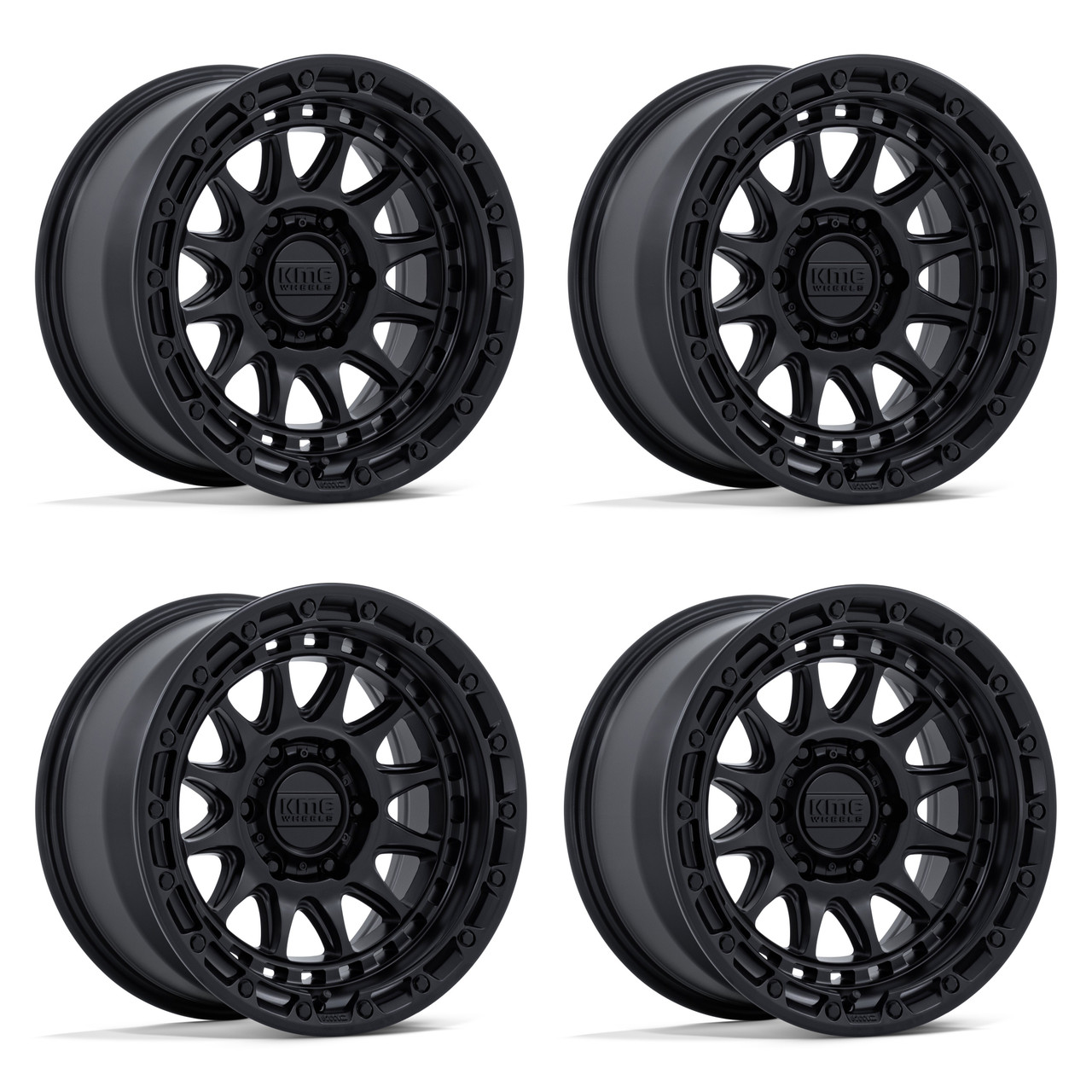 Set 4 17" KMC KM556 Crux Blackout 17x8.5 Wheels 6x5.5 (6x139.7) 0mm Offroad Rims Truck SUV Wheels