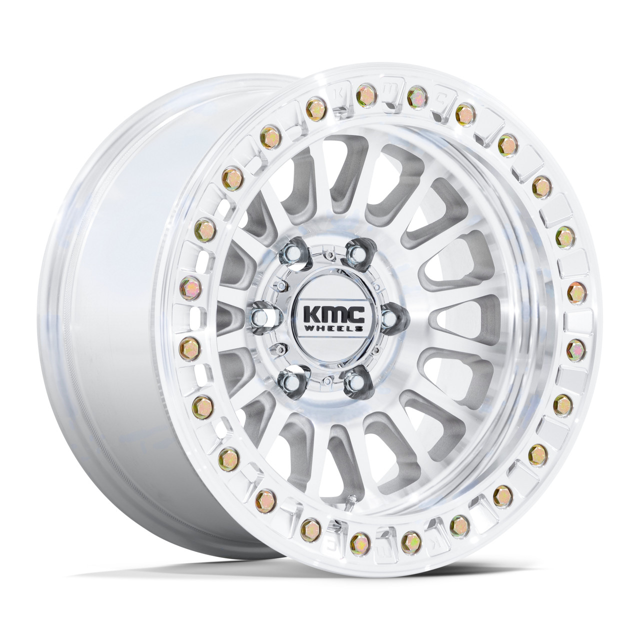 17" KMC KM239 Impact Beadlock Machined 17x9 Wheel 6x135 25mm Offroad Truck Rim
