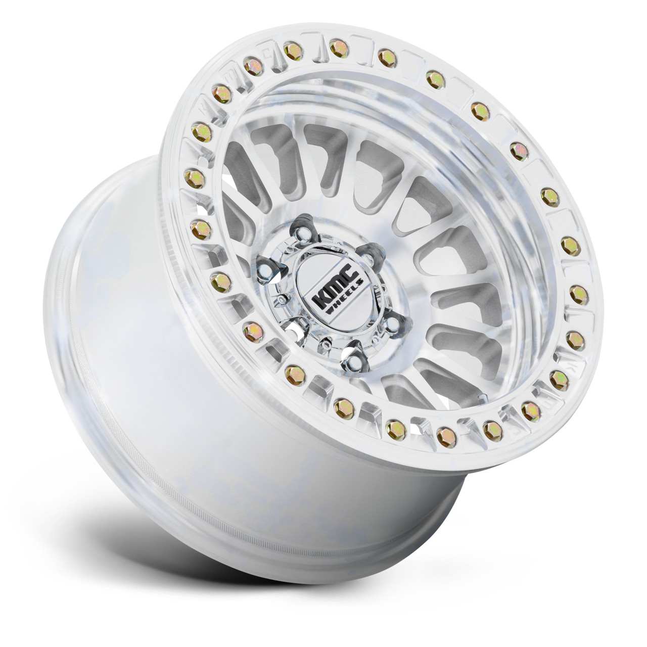 17" KMC KM239 Impact Beadlock Machined 17x9 Wheel 6x135 25mm Offroad Truck Rim