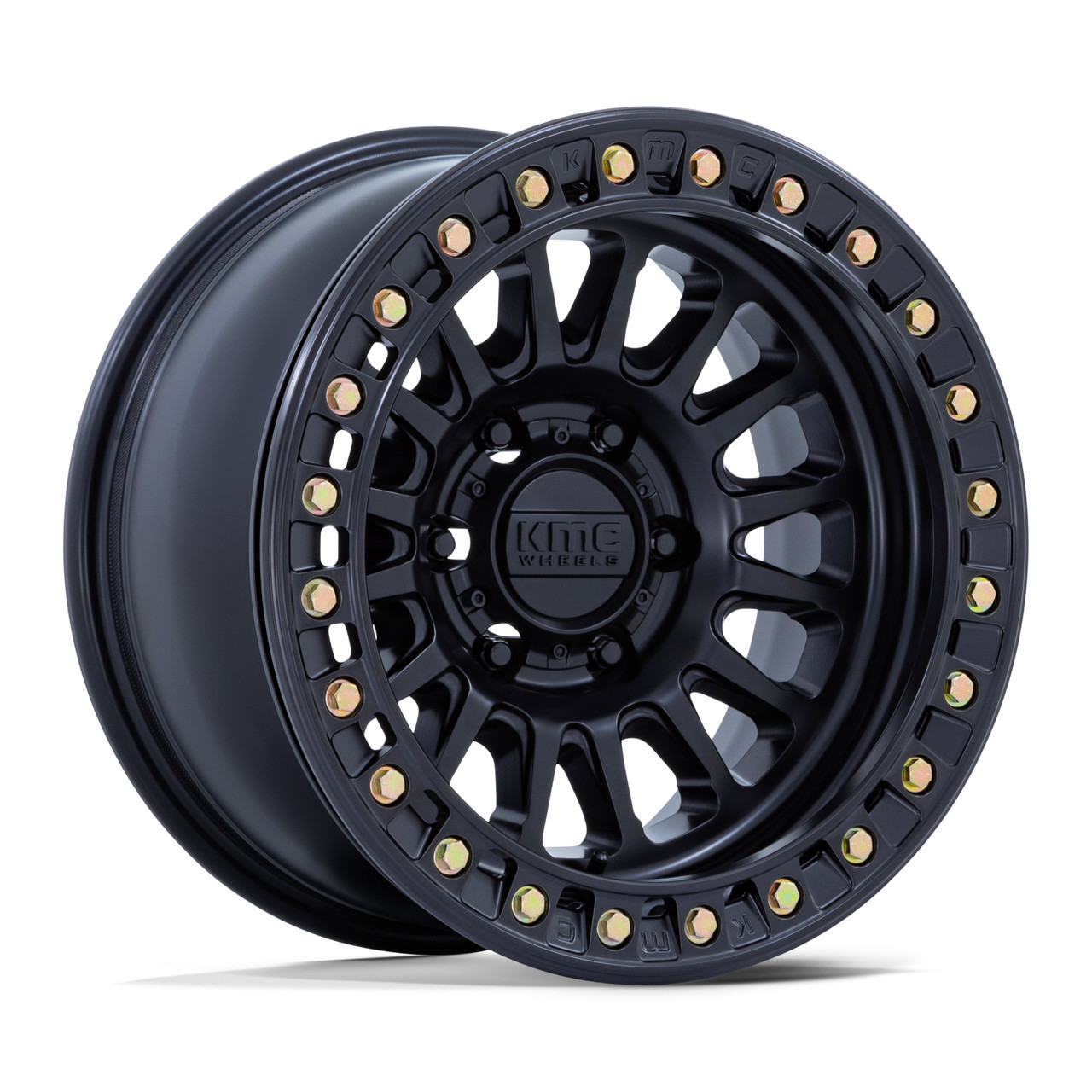 Set 4 17" KMC KM239 Impact Beadlock Matte Black 17x9 Wheels 6x5.5 (6x139.7) 25mm Offroad Truck SUV Rims