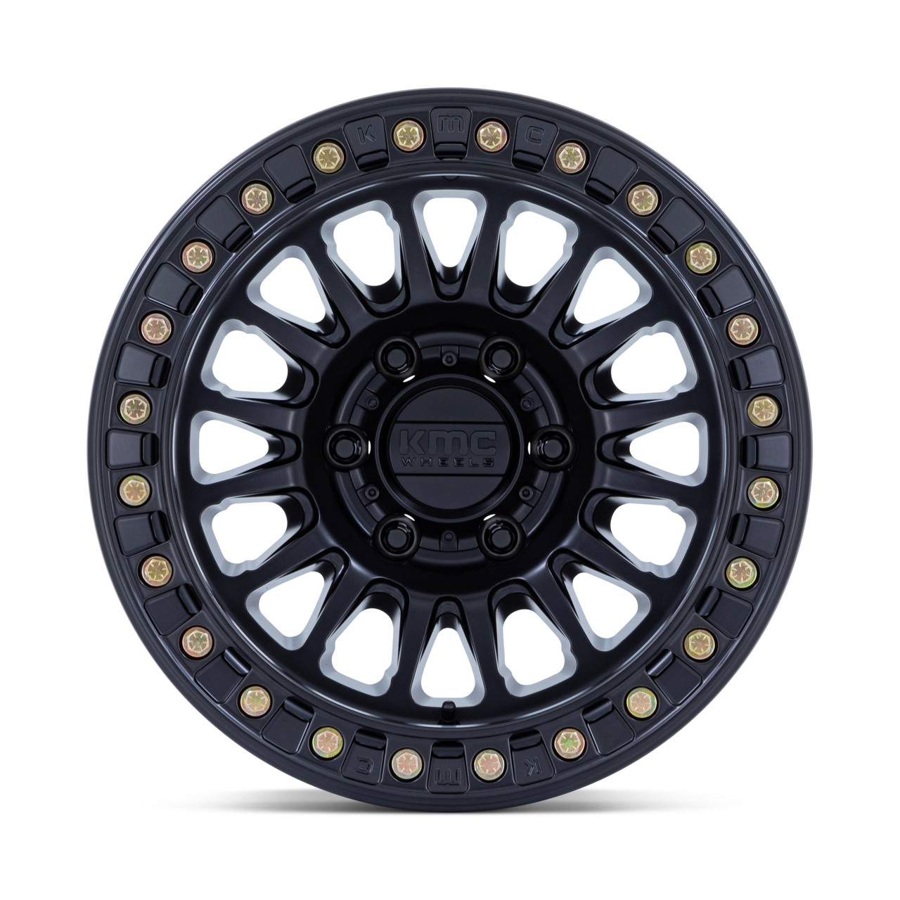 Set 4 17" KMC KM239 Impact Beadlock Matte Black 17x9 Wheels 6x5.5 (6x139.7) 25mm Offroad Truck SUV Rims