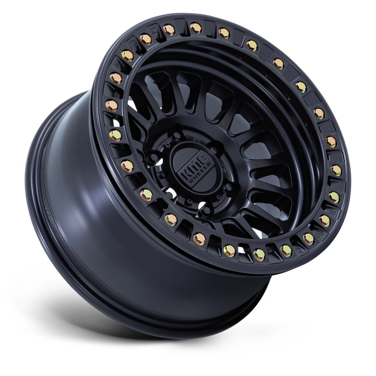Set 4 17" KMC KM239 Impact Beadlock Matte Black 17x9 Wheels 6x5.5 (6x139.7) 25mm Offroad Truck SUV Rims
