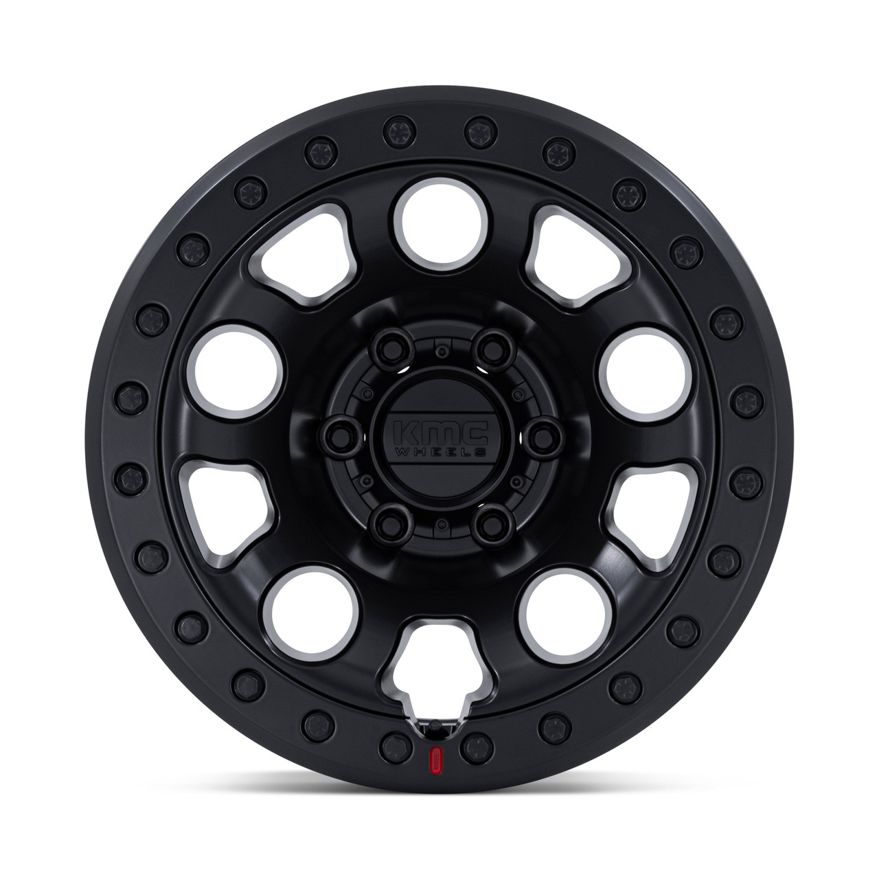 Set 4 17" KMC KM241 E25 Beadlock Blackout 17x9 Wheels 5x5 -12mm Truck Rims