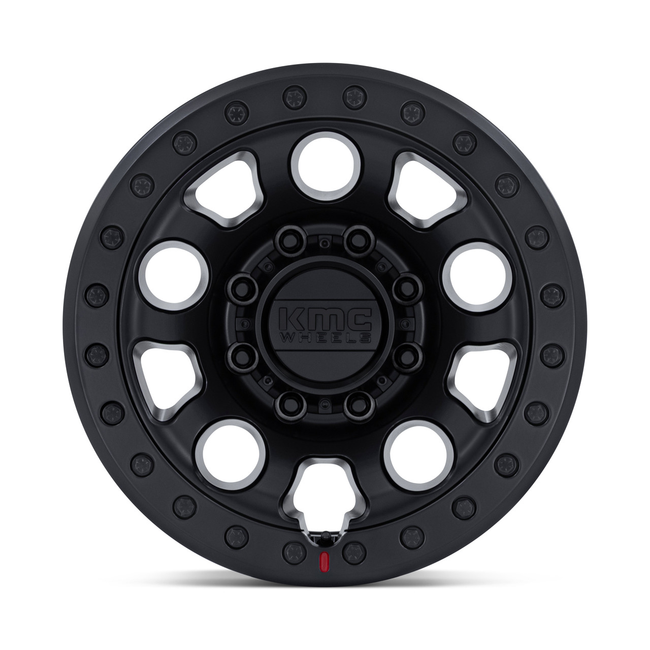 Set 4 17" KMC KM241 E25 Beadlock Blackout 17x9 Wheels 8x6.5 (8x165.1) -38mm Rims Lifted Offroad Truck Wheels