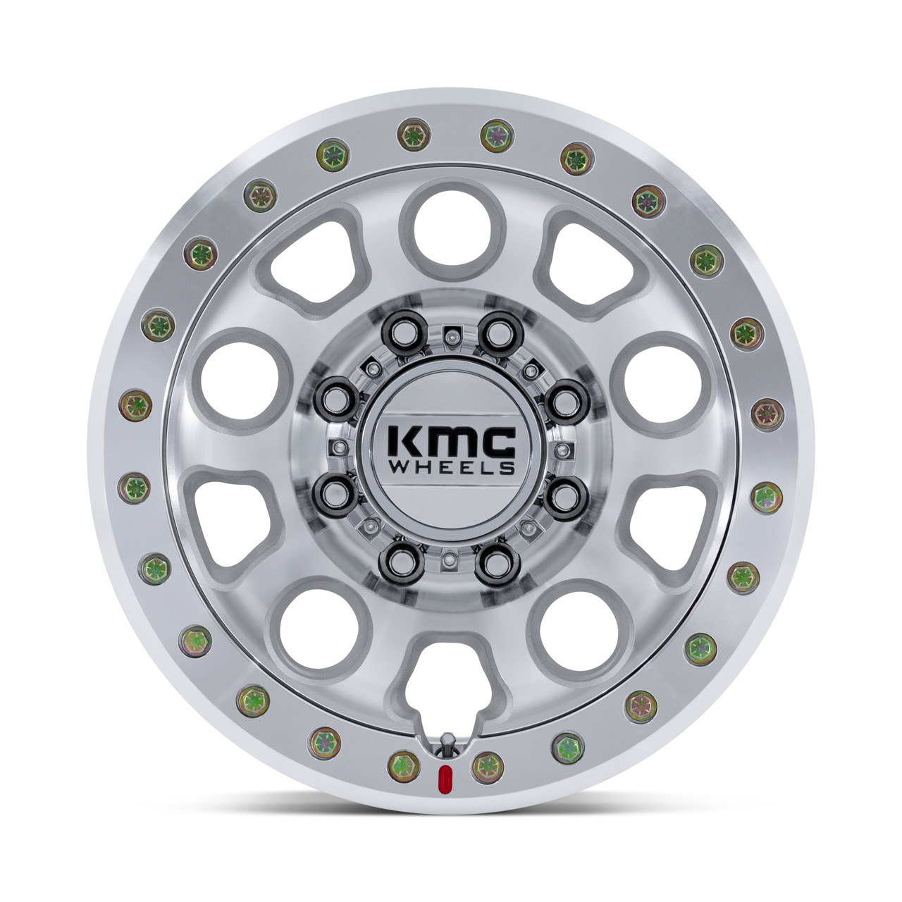 Set 4 17" KMC KM241 E25 Beadlock Machined 17x9 Wheels 8x6.5 (8x165.1) -38mm Rims Lifted Offroad Truck Wheels