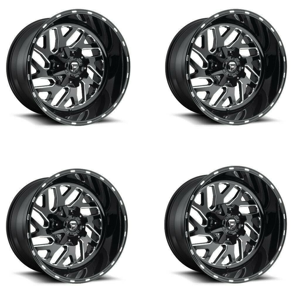 Set 4 Fuel D581 Triton 18x9 6x135 6x5.5 Gloss Black Milled Wheels 18" 1mm