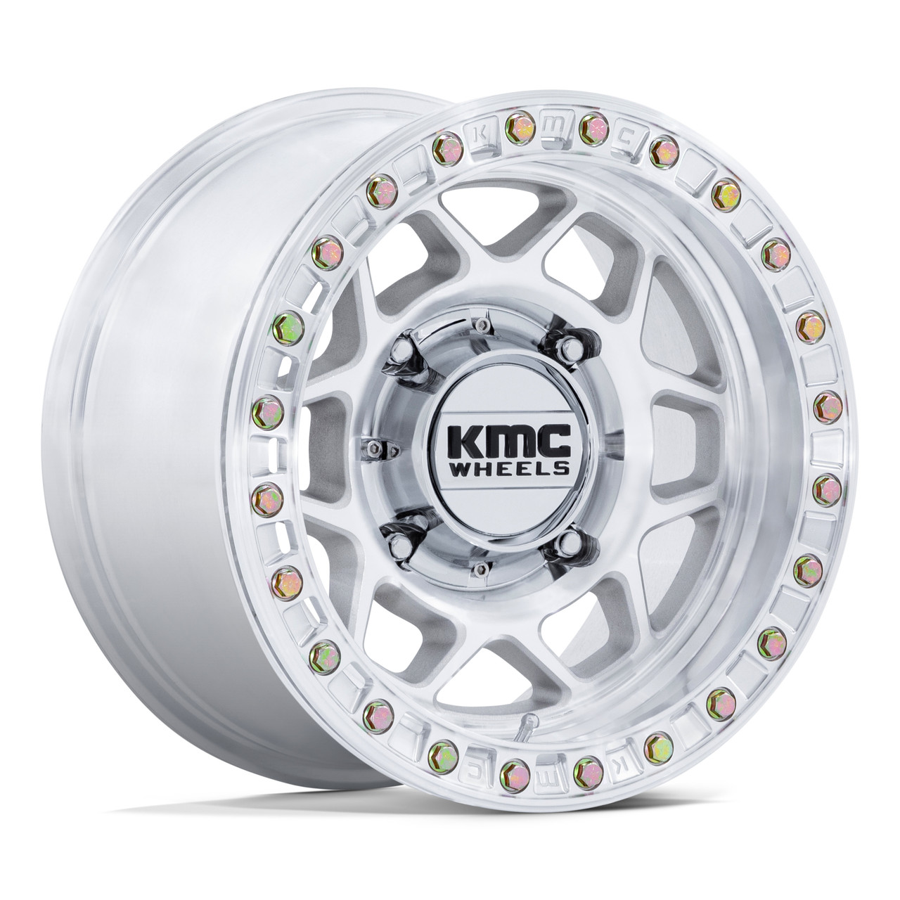 Set 4 15" KMC Powersports KS241 Torx Beadlock Machined 15x8 Wheels 5x4.5 0mm Rims
