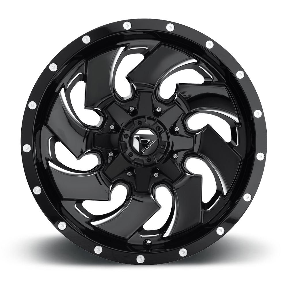 Set 4 20" Fuel D574 Cleaver 20x9 6x135 6x5.5 1mm Gloss Black Milled Wheels Rims Offroad Truck SUV
