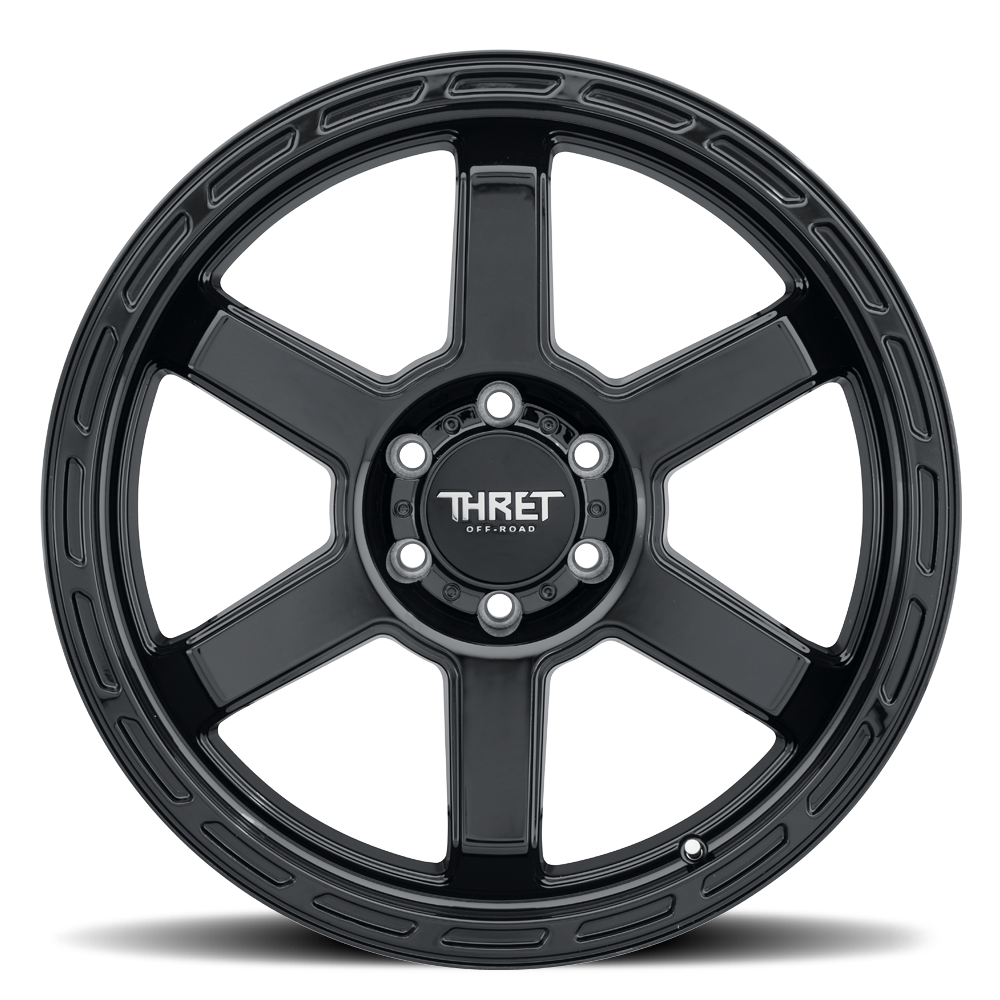 Set 4 20" Thret Offroad 703 Thunder Gloss Black 20x9 Wheels 6x5.5 0mm Truck Rims