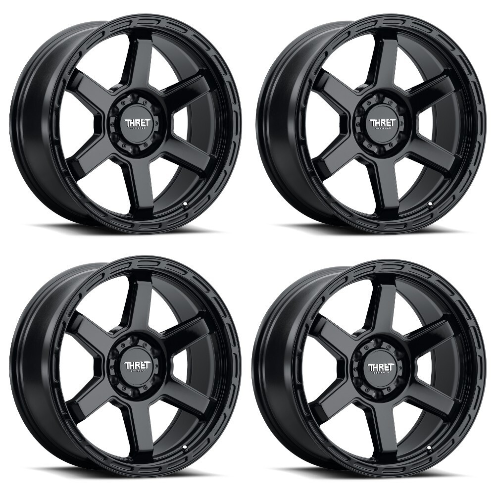 Set 4 18" Thret Offroad 703 Thunder Gloss Black 18x9 Wheels 6x5.5 (6x139.7) 0mm Truck SUV Rims