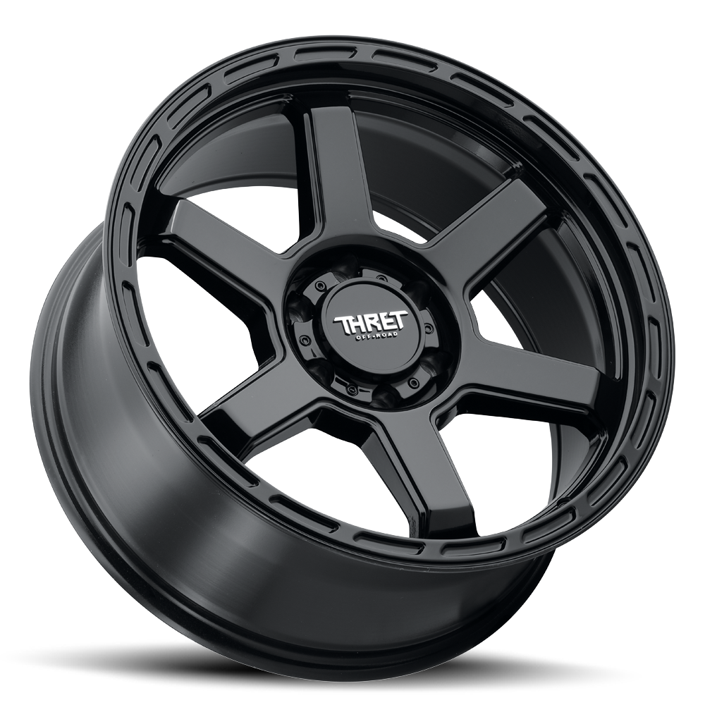 Set 4 17" Thret Offroad 703 Thunder Gloss Black 17x9 Wheels 6x5.5 (6x139.7) 0mm Truck SUV Rims