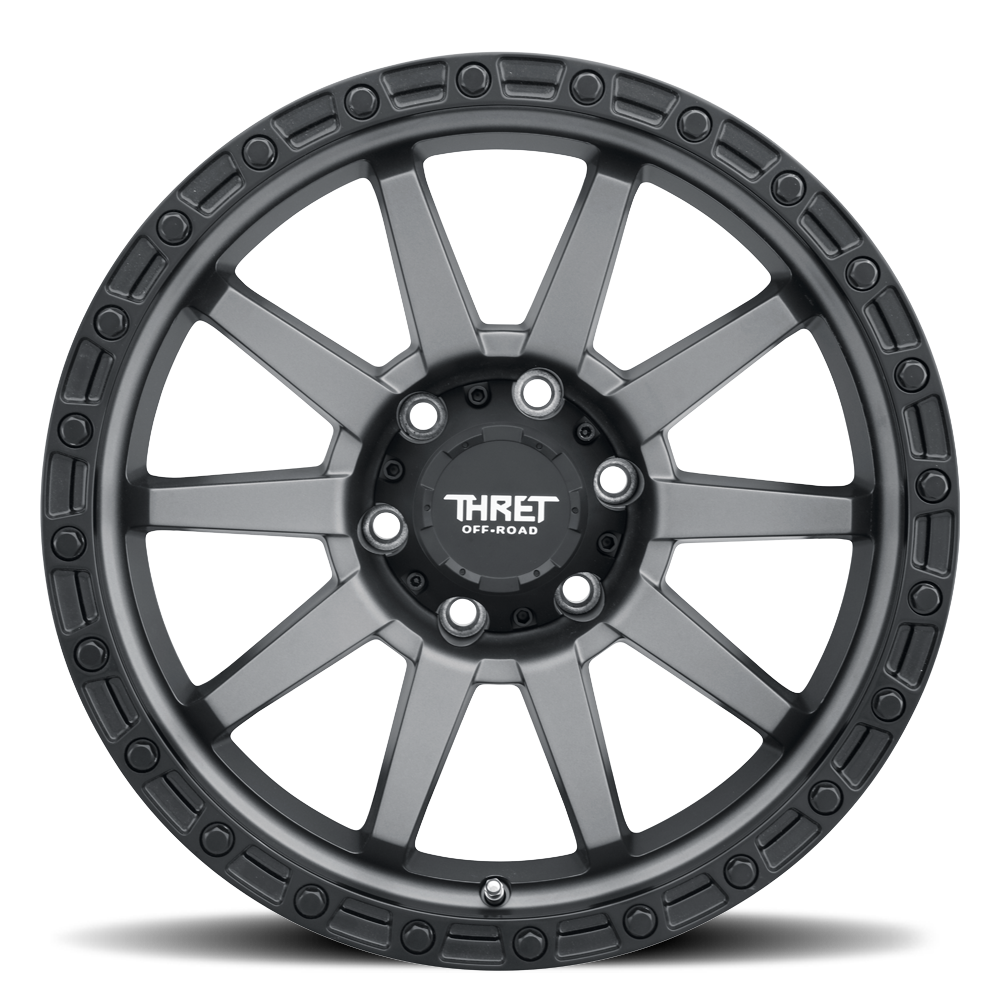 Set 4 20" Thret Offroad 706 Freeze Grey Matte Black Lip 20x9 Wheels 8x170 0mm Rims