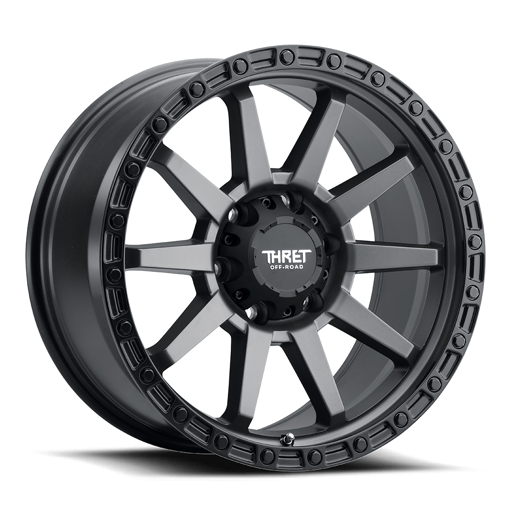 20" Thret Offroad 706 Freeze Satin Grey Matte Black Lip 20x9 Wheel 6x5.5 18mm Rim Truck SUV Wheel