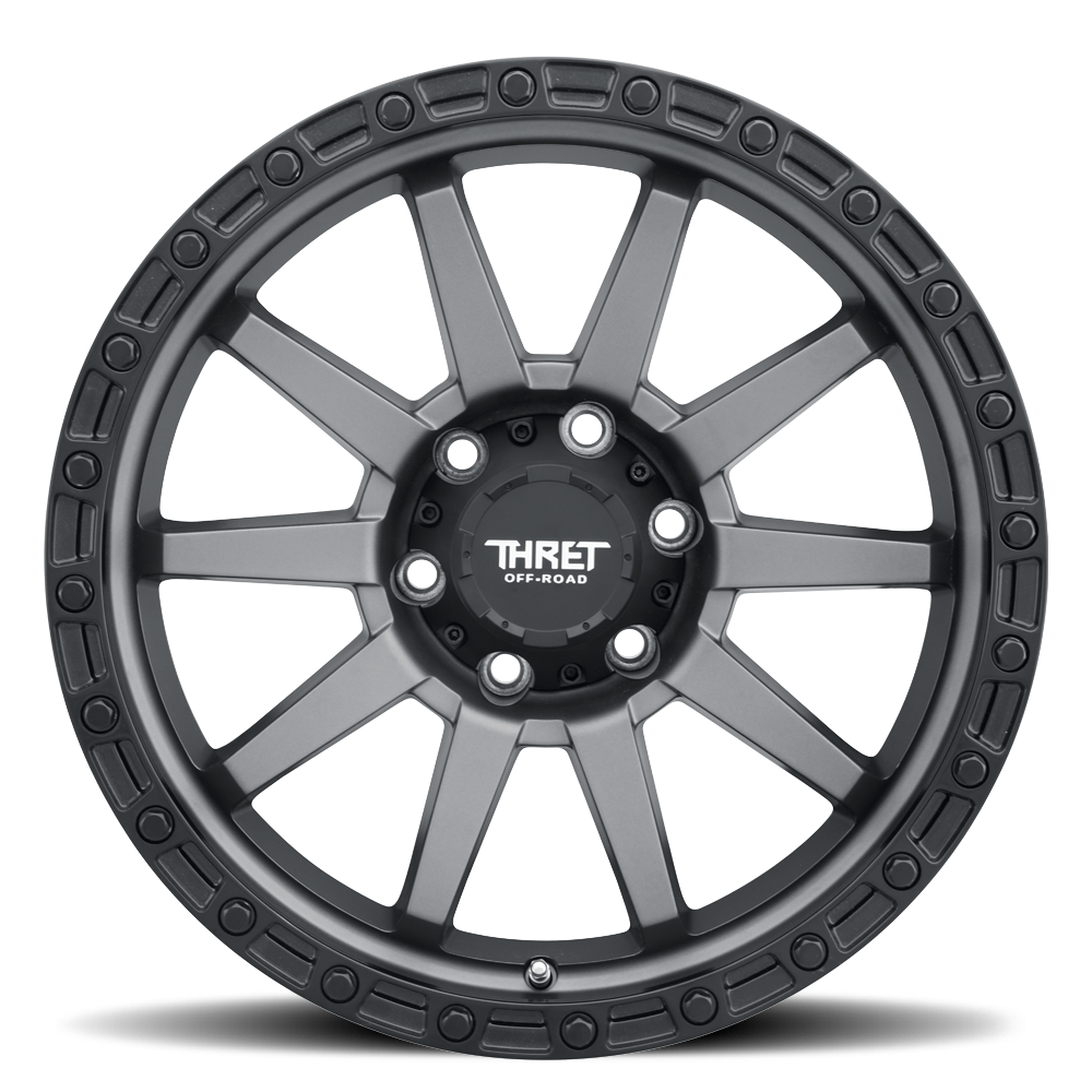Set 4 17" Thret Offroad 706 Freeze Grey Matte Black Lip 17x9 Wheels 6x5.5 0mm Rims