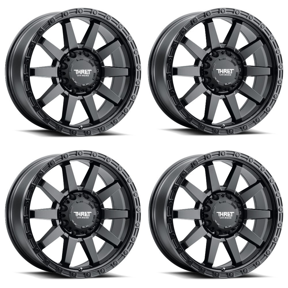 Set 4 20" Thret Offroad 706 Freeze Satin Black 20x9 Wheels 8x6.5 (8x165.1) 18mm Rims