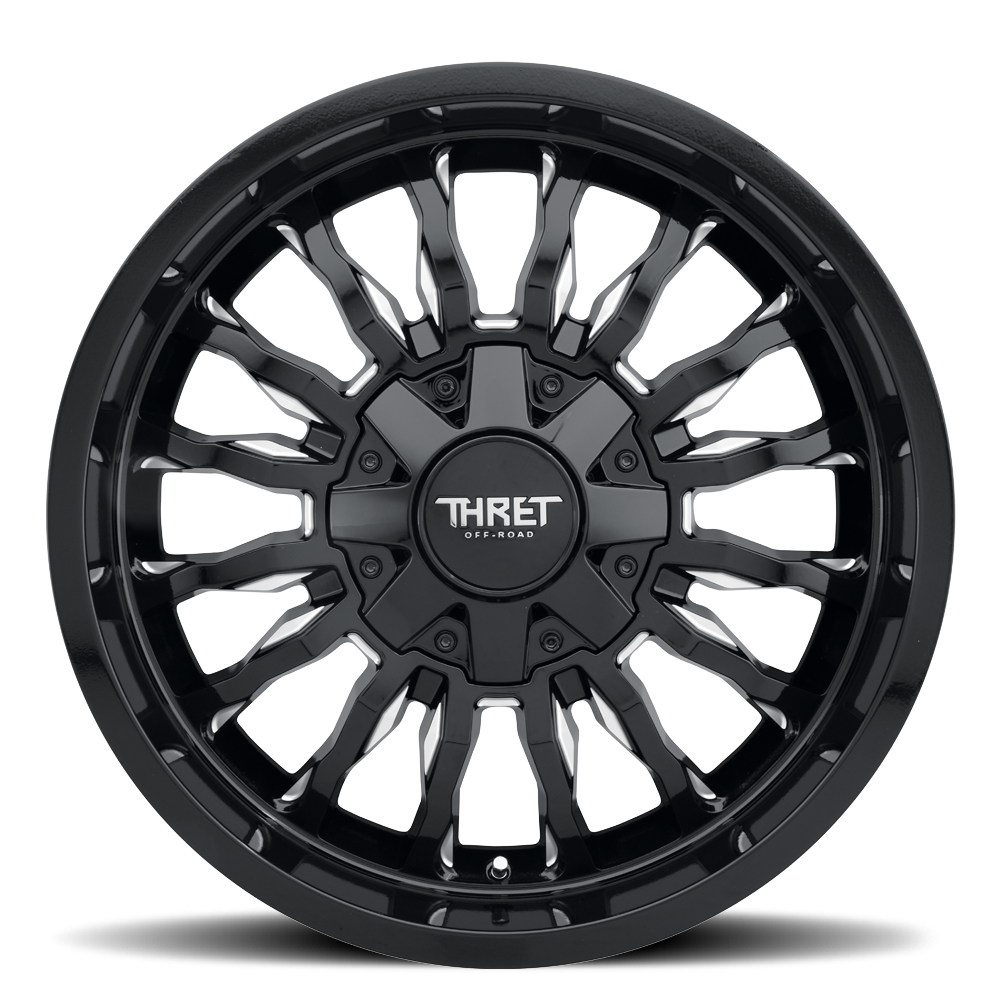 20" Thret Offroad 808 Gamma Gloss Black Milled 20x9 Wheel 6x135 6x5.5 -12mm Rim Lifted Truck SUV Wheel