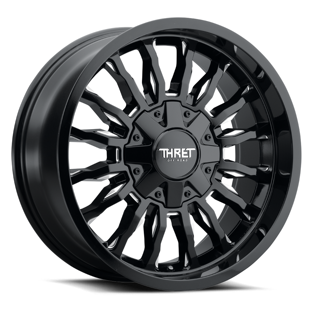 Set 4 20" Thret Offroad 808 Gamma Gloss Black Milled 20x9 Wheels 8x180 0mm Rims