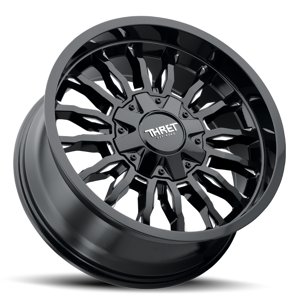 18" Thret Offroad 808 Gamma Gloss Black Milled 18x9 Wheel 8x6.5 8x170 -12mm Rim Lifted Truck Wheel