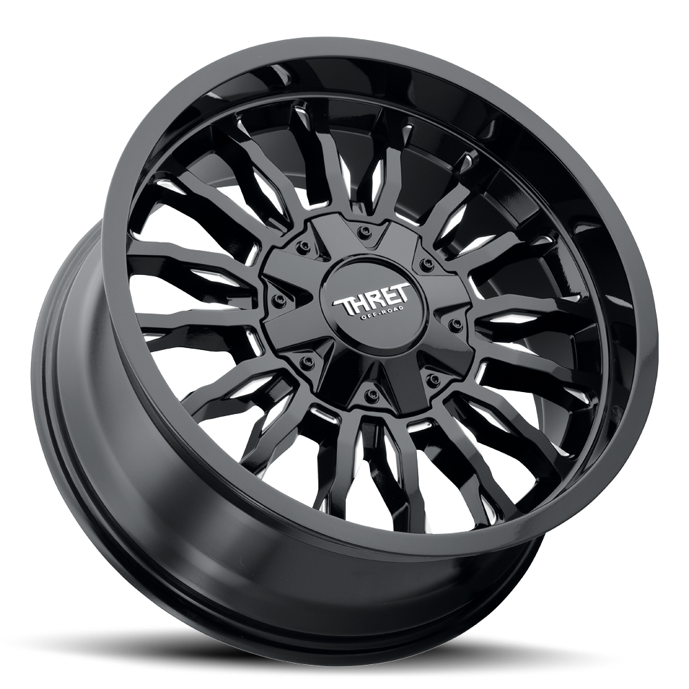 Set 4 18" Thret Offroad 808 Gamma Gloss Black Milled 18x9 Wheels 5x5 5x5.5 -12mm Lifted Truck Rims