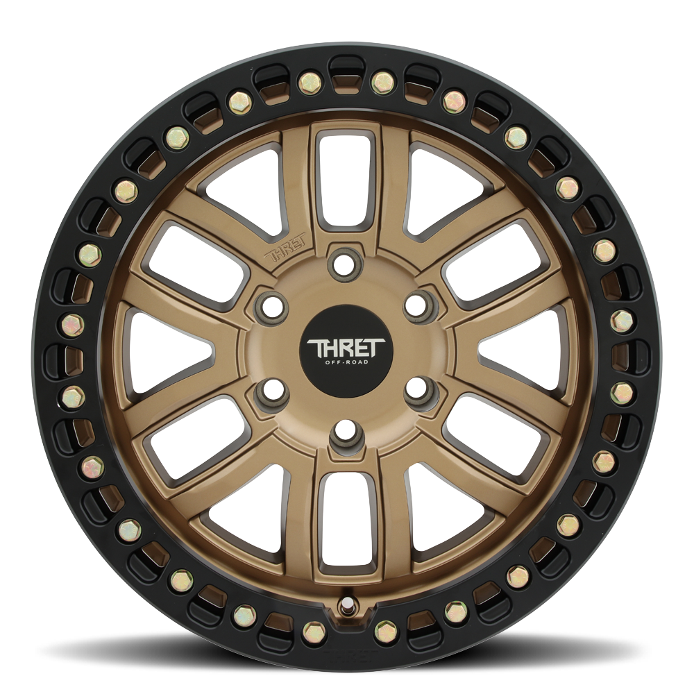 17" Thret Offroad 602 Maze Bronze Matte Black Beadlock Ring 17x9 5x5.5 -14mm Rim Lifted Truck Wheel