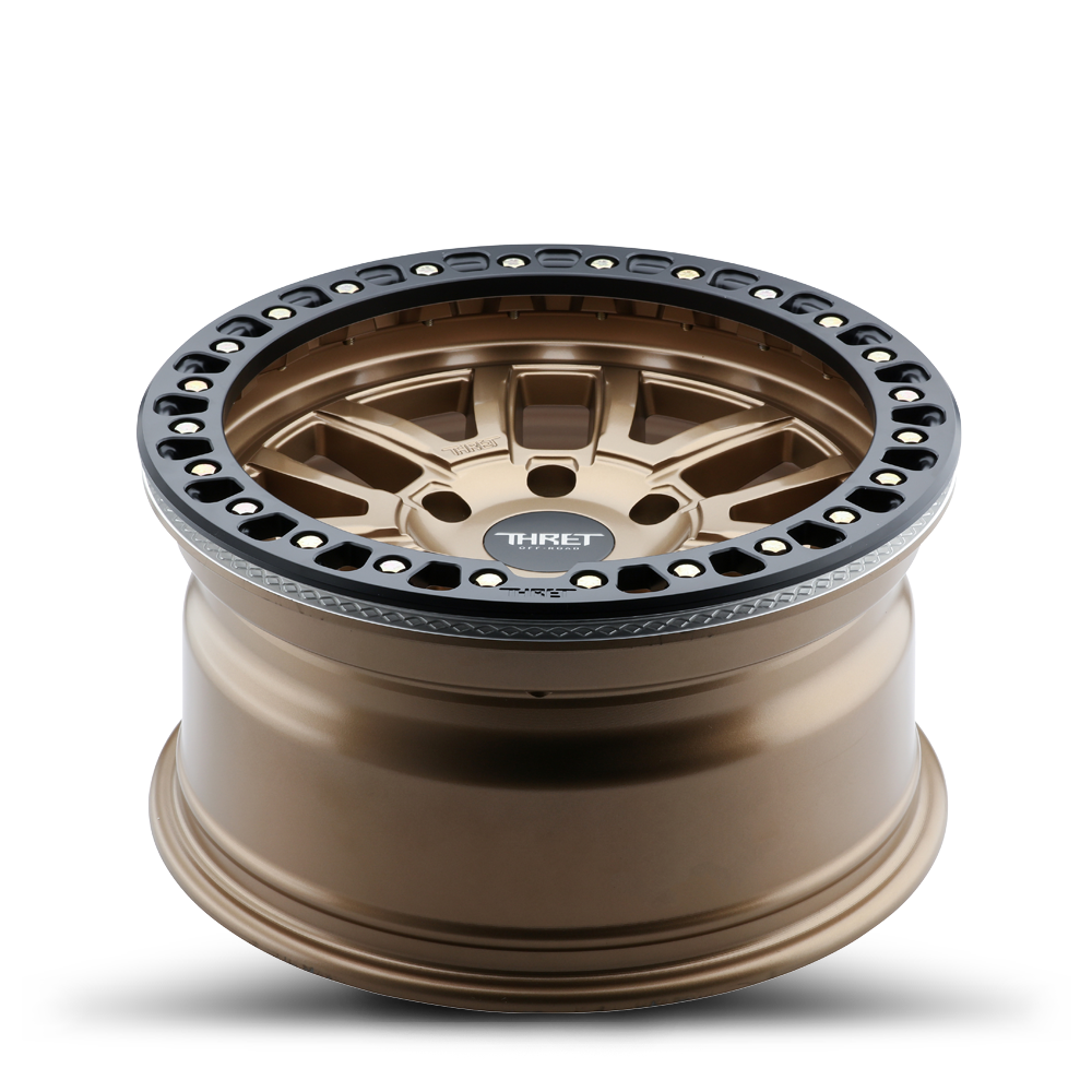 Set 4 17" Thret Offroad 602 Maze Bronze Matte Black Beadlock Ring 17x9 5x5.5 -14mm Lifted Truck Wheels