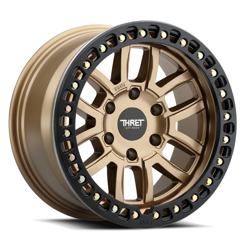 Set 4 17" Thret Offroad 602 Maze Bronze Matte Black Beadlock Ring 17x9 5x5 -38mm Lifted Truck Wheels