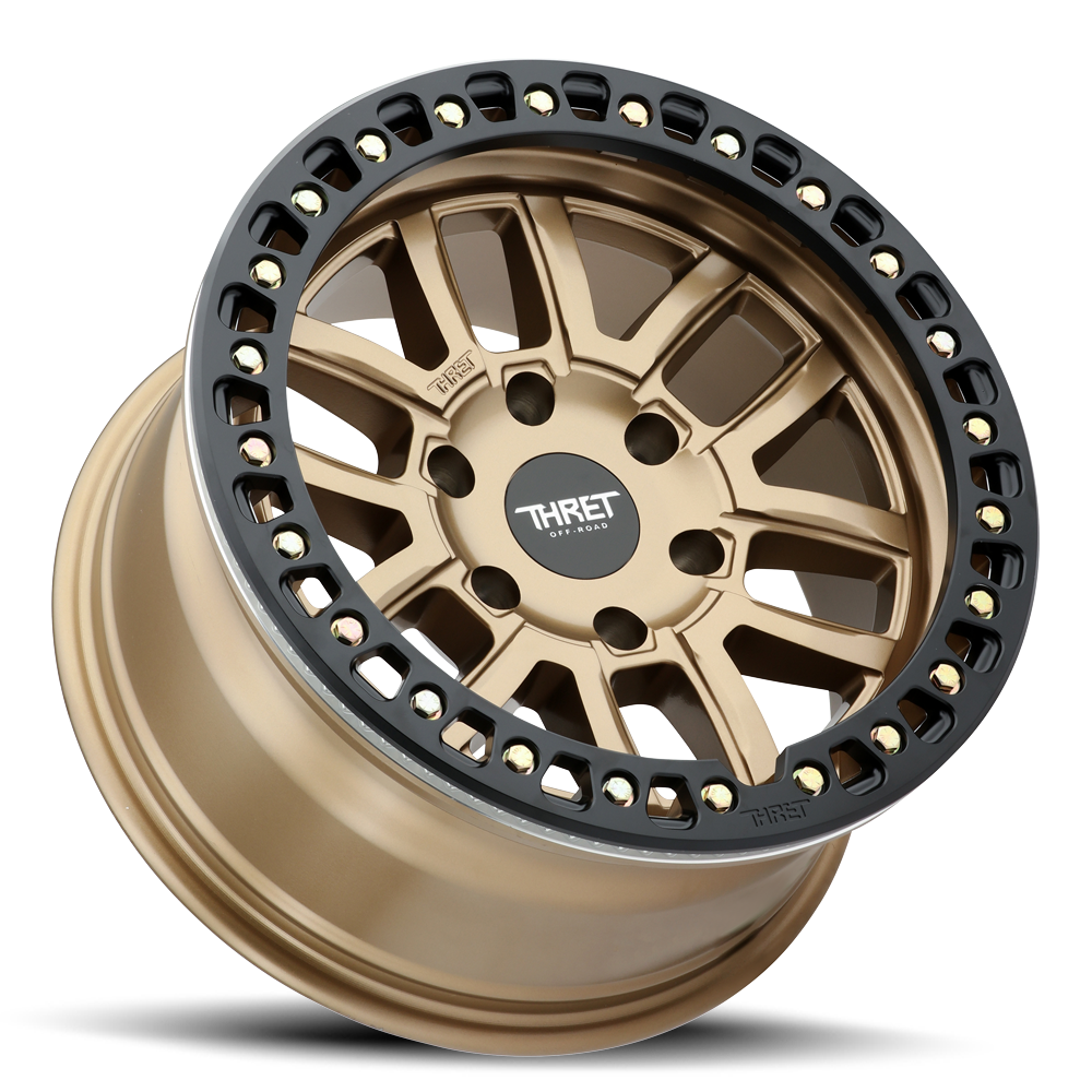 Set 4 17" Thret Offroad 602 Maze Bronze Matte Black Beadlock Ring 17x9 5x5 -38mm Lifted Truck Wheels