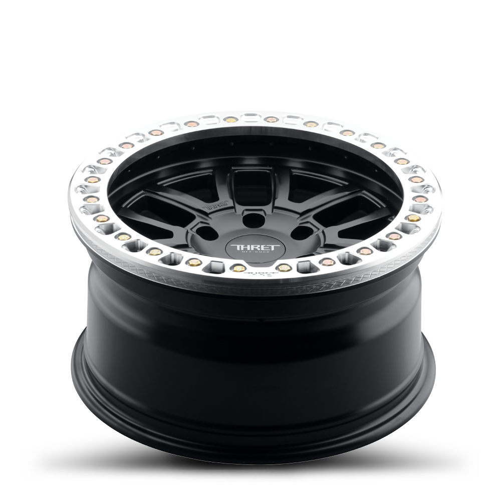 17" Thret Offroad 602 Maze Black Machined Beadlock Ring 17x9 Wheel 5x5 -14mm Rim Lifted Truck Wheel