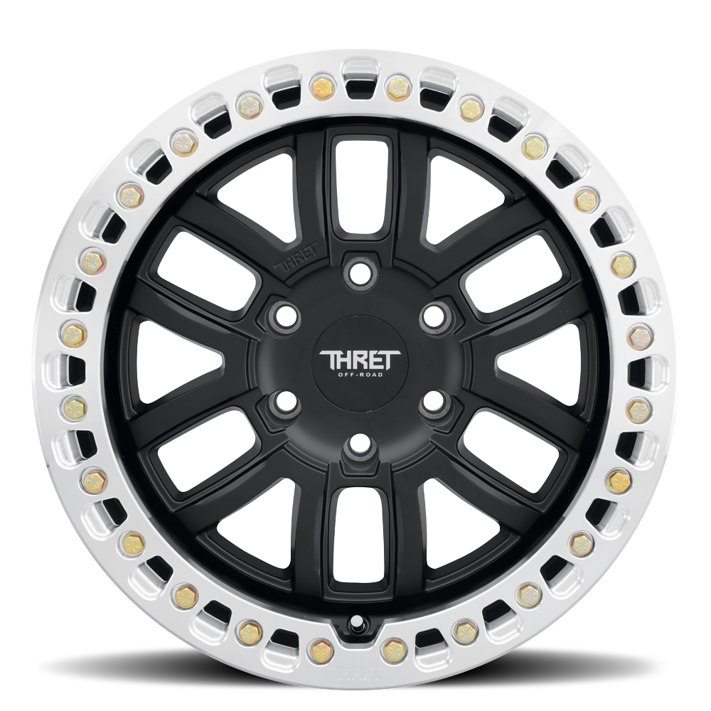 Set 4 17" Thret Offroad 602 Maze Black Machined Beadlock Ring 17x9 5x5 -14mm Rims Lifted Truck Wheels