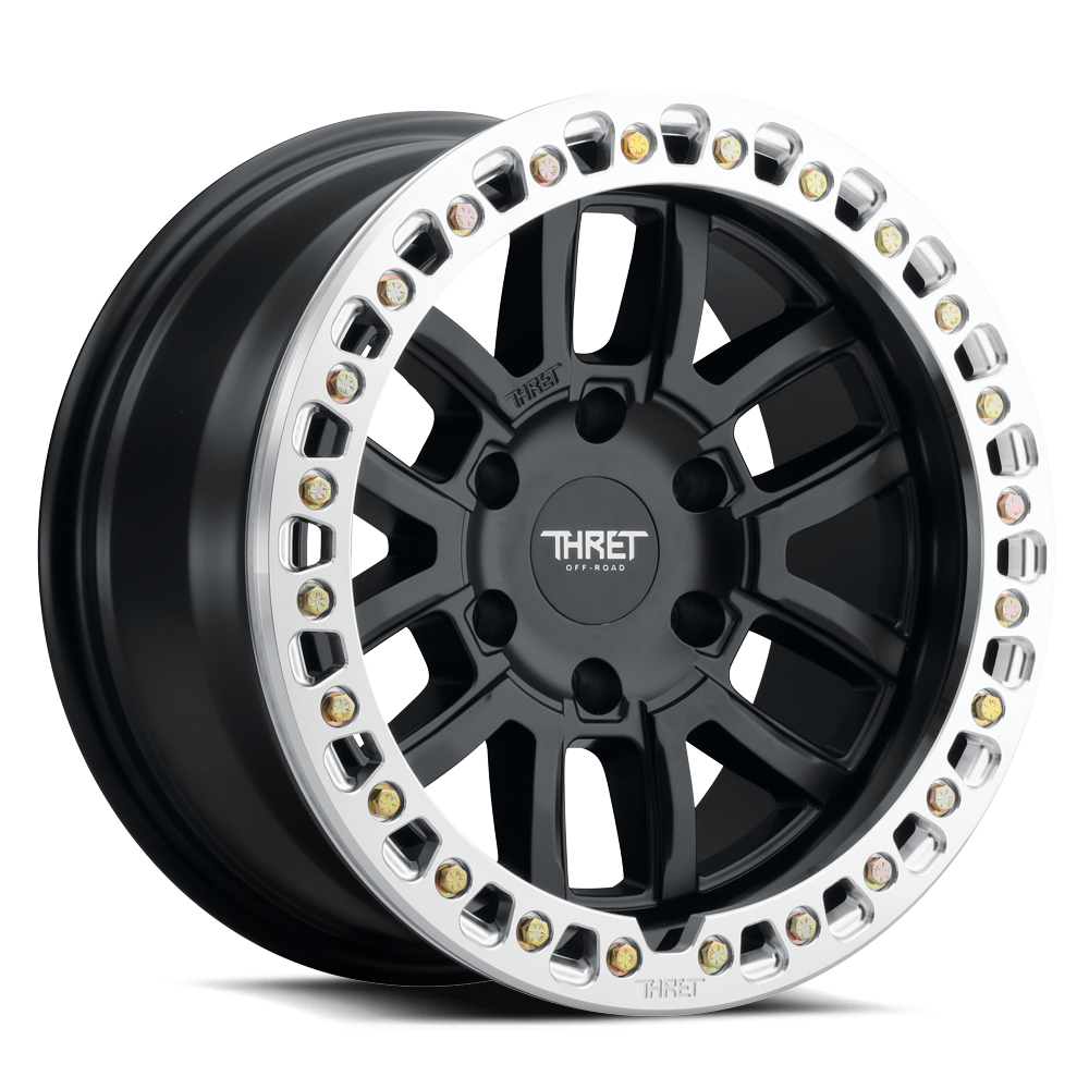 Set 4 17" Thret Offroad 602 Maze Black Machined Beadlock Ring 17x9 5x4.5 -14mm Rims