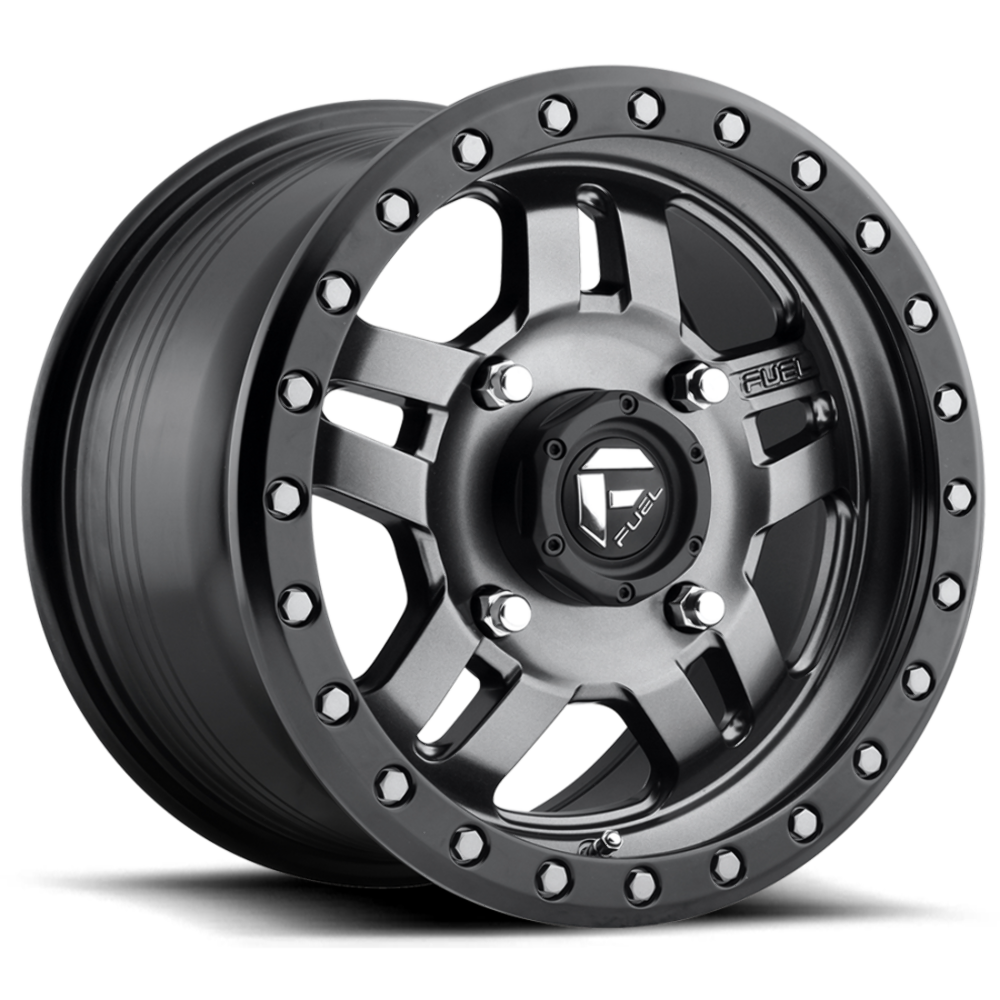 Set 4 15" Fuel UTV D558 Anza 15x7 4x156 Gunmetal Black Bead Ring Wheels 38mm Rim