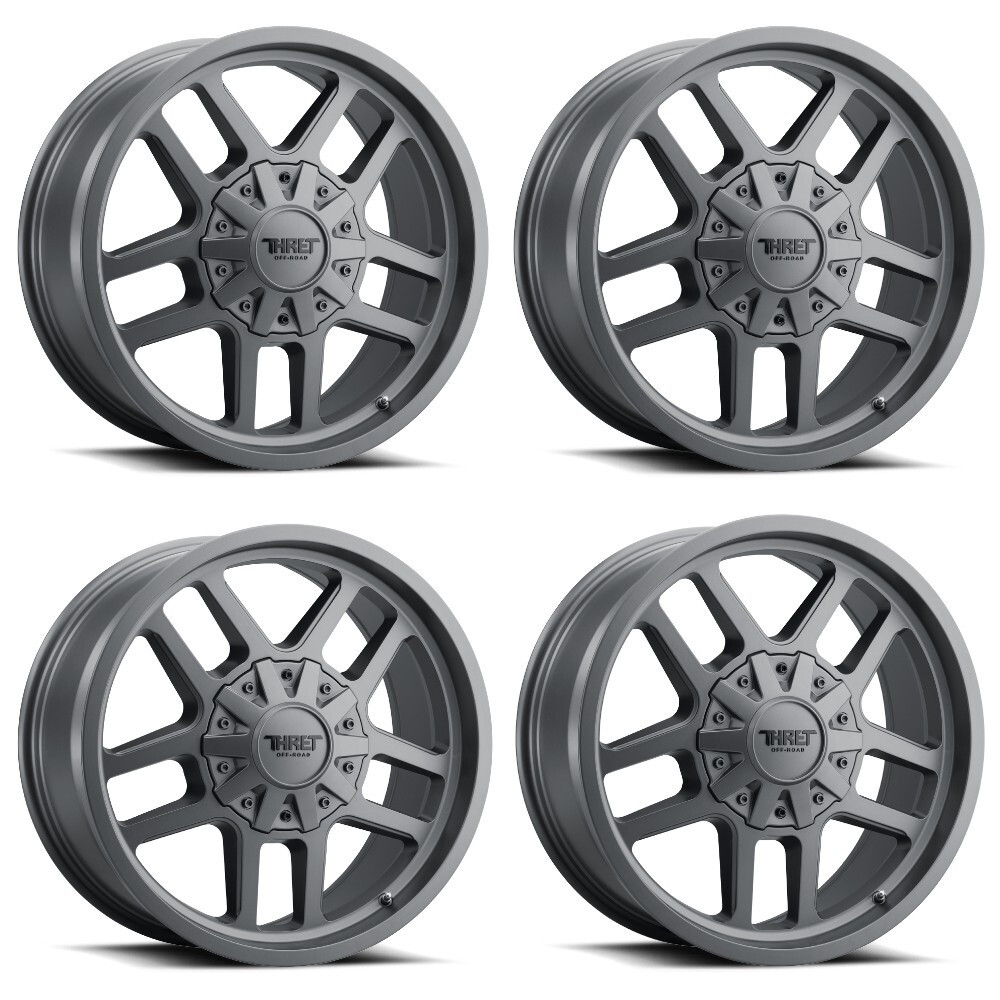 Set 4 18" Thret Offroad 809 Radar Satin Grey 18x9 Wheels 8x180 18mm Truck Rims