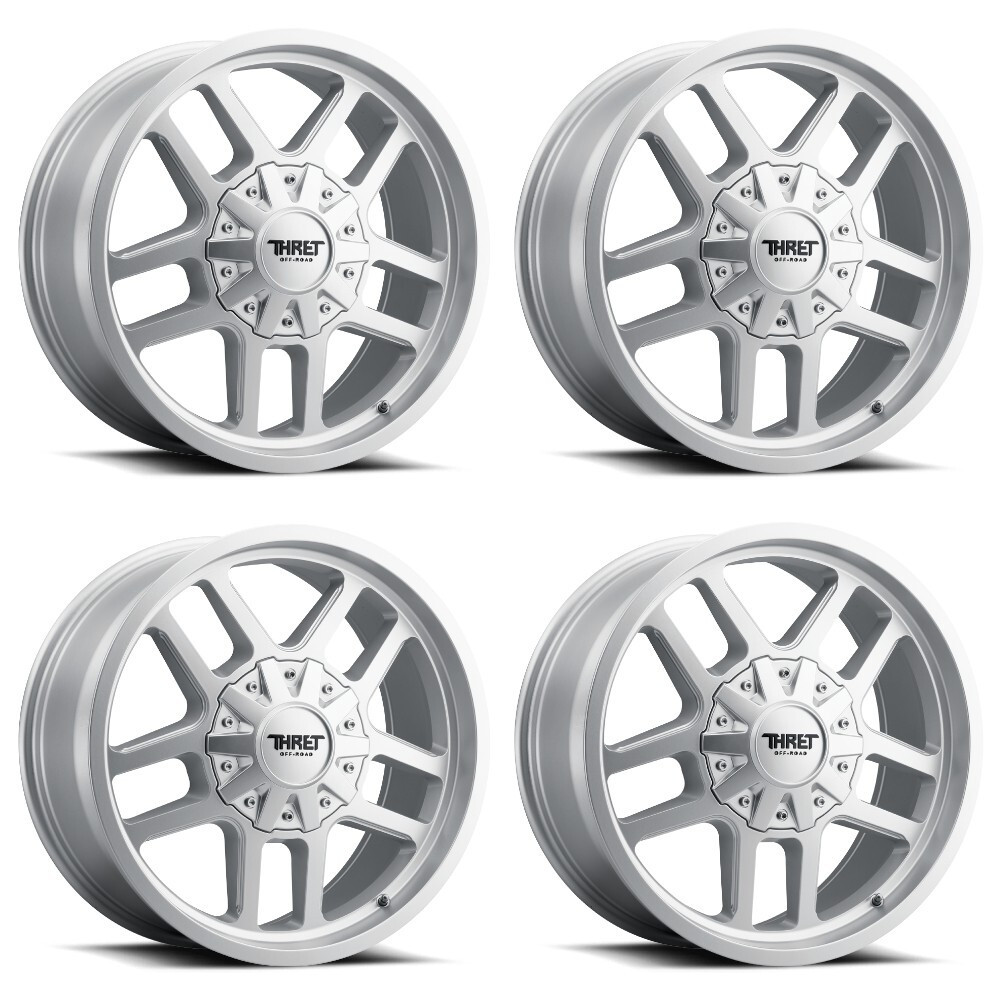 Set 4 17" Thret Offroad 809 Radar Silver 17x8.5 Wheels 8x6.5 (8x165.1) 18mm Rims