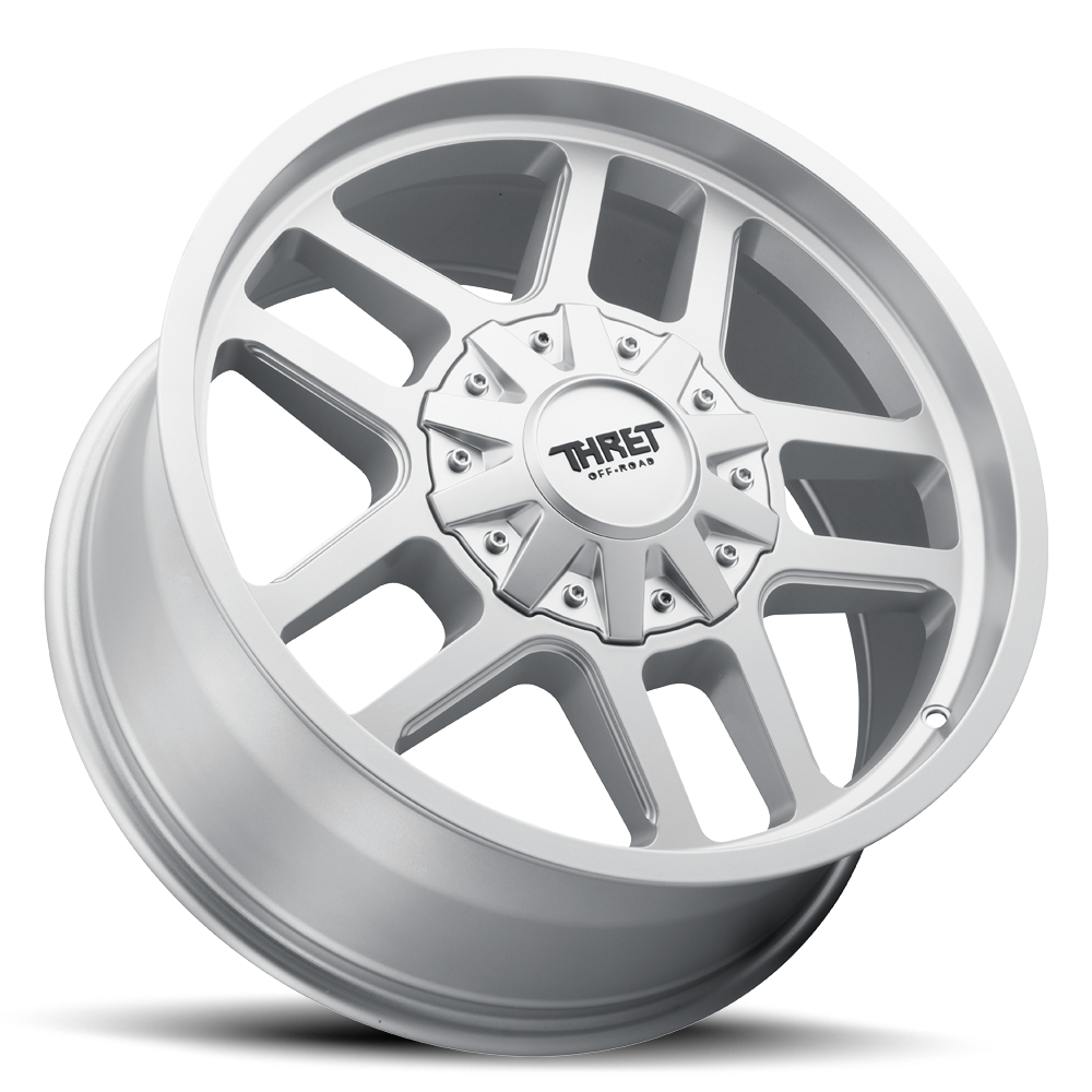 Set 4 17" Thret Offroad 809 Radar Satin Silver 17x8.5 Wheels 6x135 6x5.5 -6mm Rims