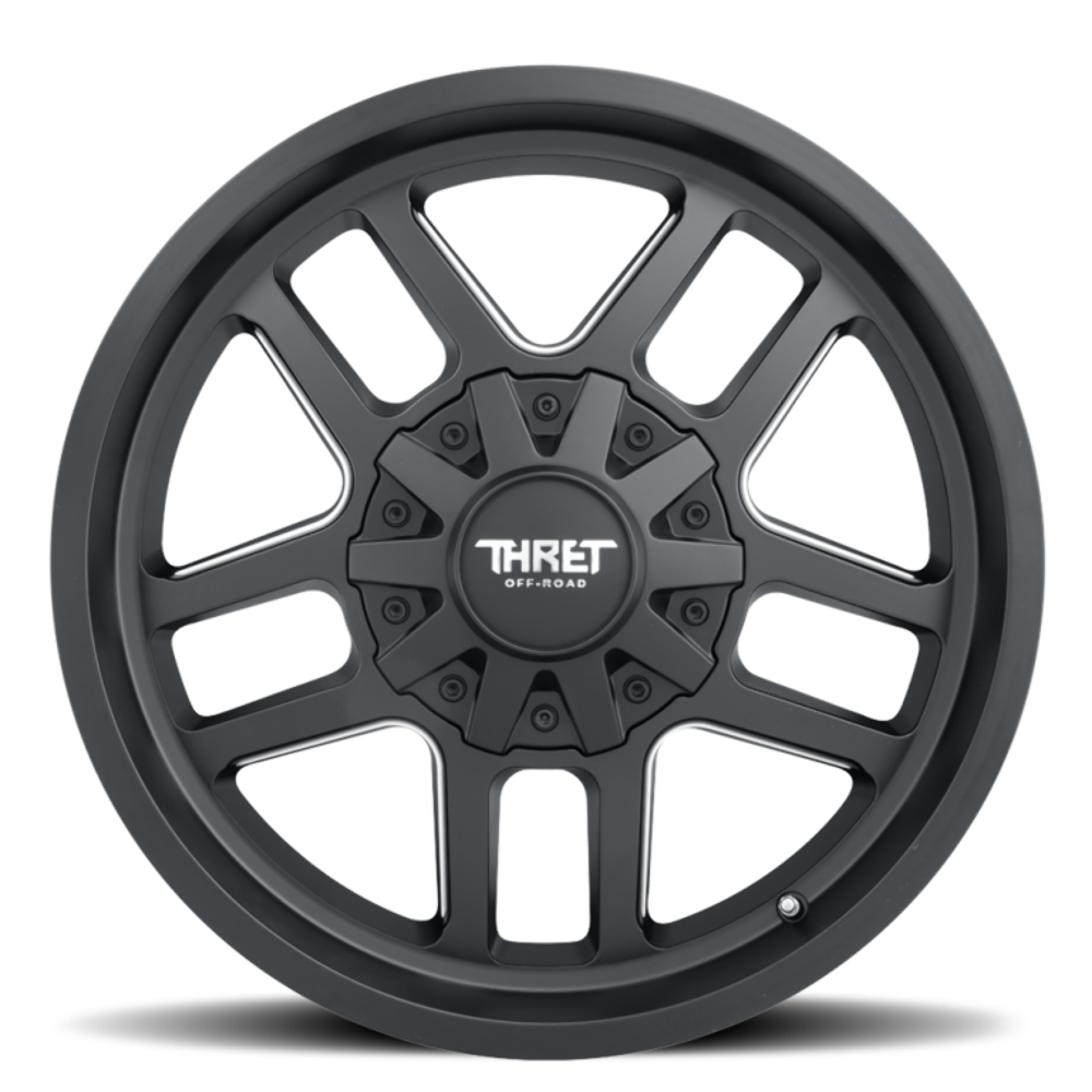 Set 4 20" Thret Offroad 809 Radar Satin Black Milled 20x10 Wheels 8x6.5 -21mm Rims