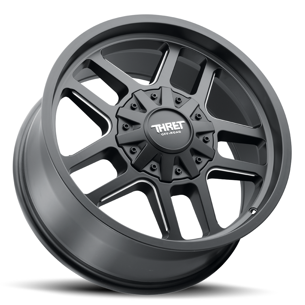 Set 4 20" Thret Offroad 809 Radar Satin Black Milled 20x10 Wheels 8x6.5 -21mm Rims