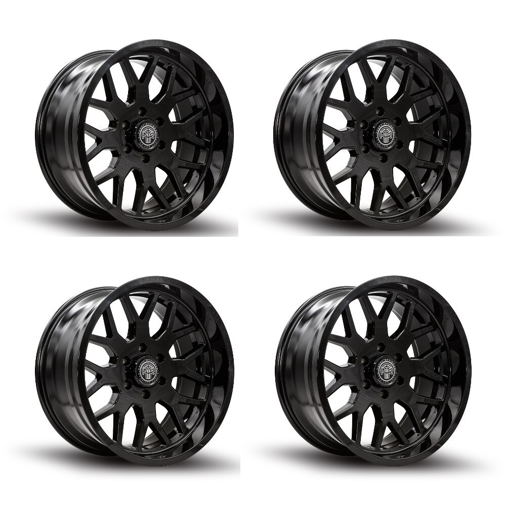Set 4 22" Thret Offroad 901 Monarch Gloss Black 22x12 Wheels 8x6.5 -51mm Rims