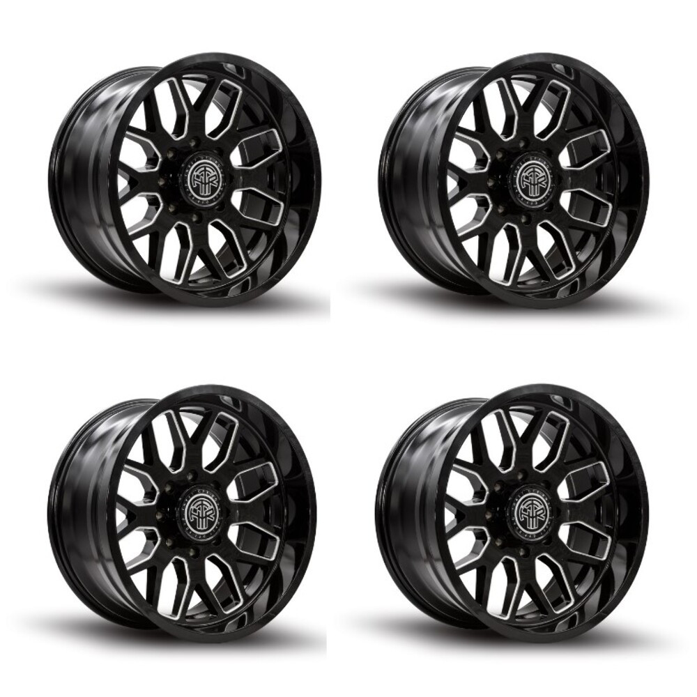 Set 4 20" Thret Offroad 901 Monarch Gloss Black Milled 20x12 Wheels 6x5.5 -44mm Rims