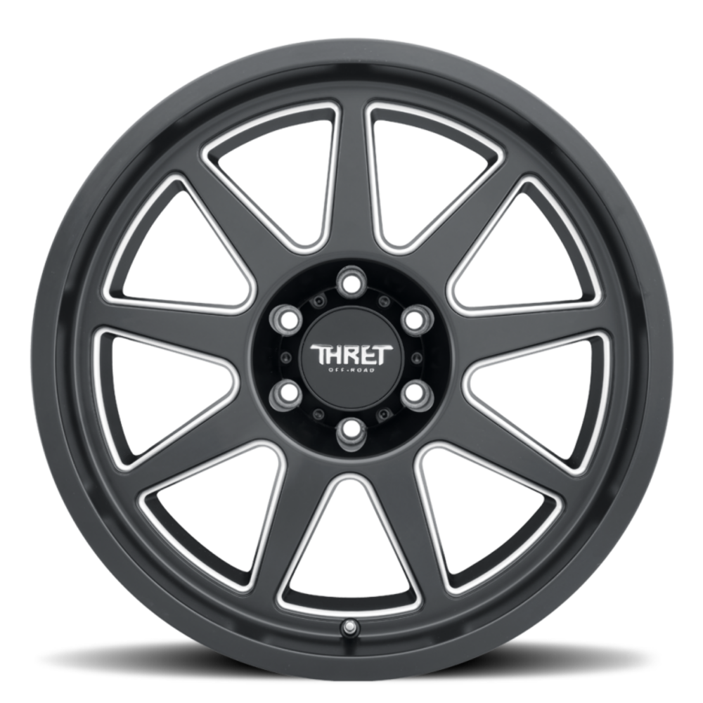 Set 4 17" Thret Offroad 705 Flood Satin Black Milled 17x9 Wheels 8x6.5 18mm Rims