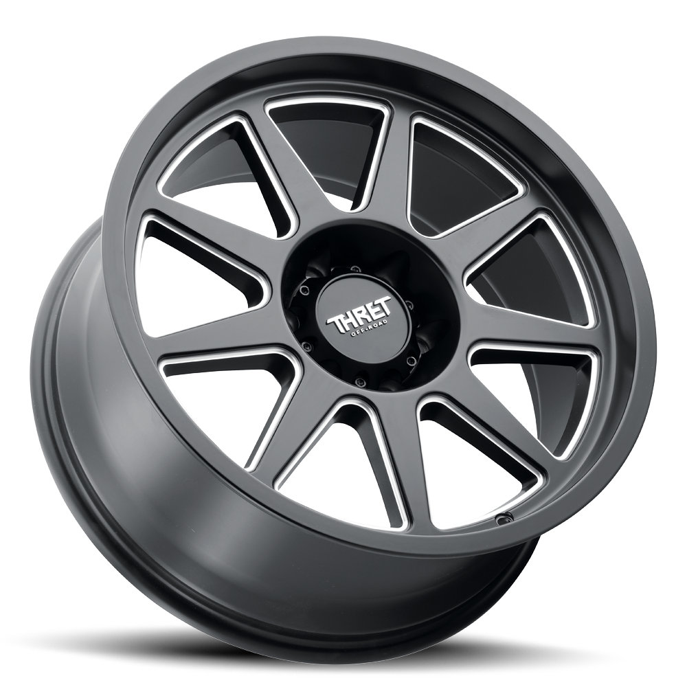 Set 4 17" Thret Offroad 705 Flood Satin Black Milled 17x9 Wheels 8x6.5 18mm Rims