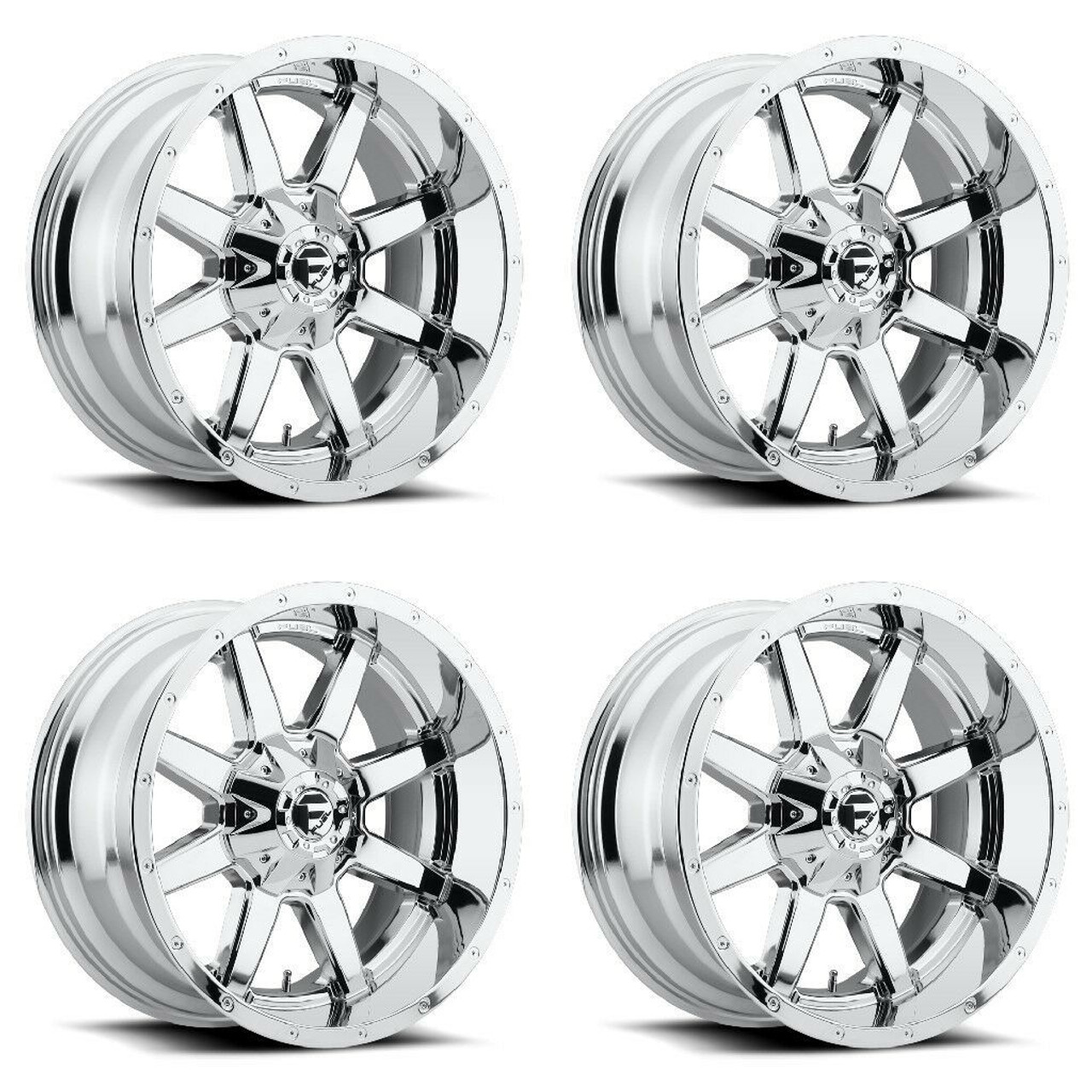 Set 4 20" Fuel D536 Maverick 20x9 5x5.5 5x150 Chrome Plated Wheels 1mm Rims