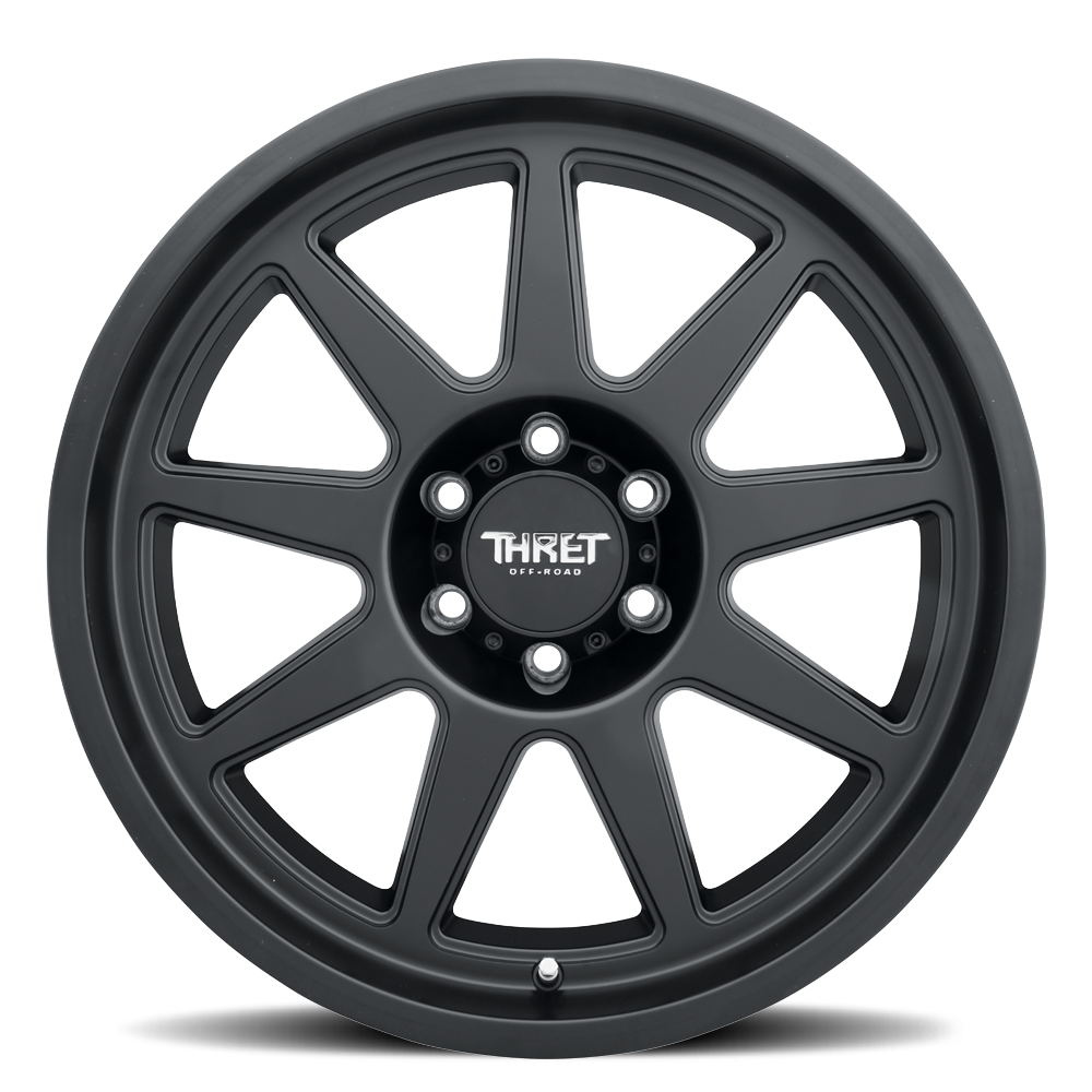 Set 4 18" Thret Offroad 705 Flood Satin Black 18x9 Wheels 8x6.5 0mm Truck Rims