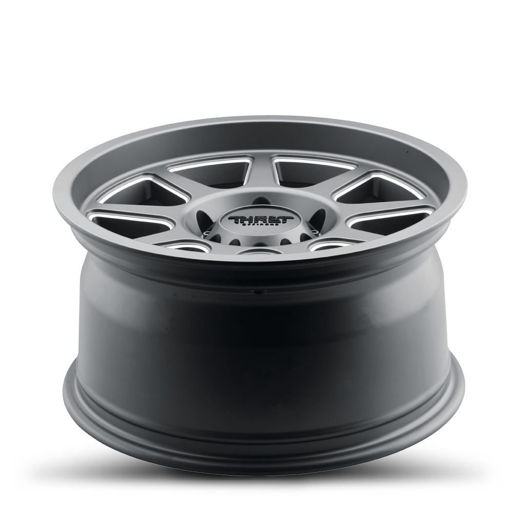 Set 4 20" Thret Offroad 705 Flood Satin Grey Milled 20x9 Wheels 8x6.5 0mm Rims