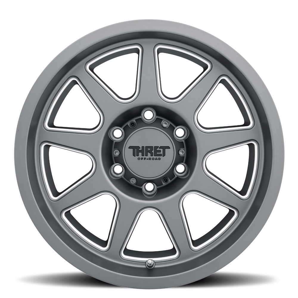 Set 4 20" Thret Offroad 705 Flood Satin Grey Milled 20x9 Wheels 6x5.5 18mm Rims