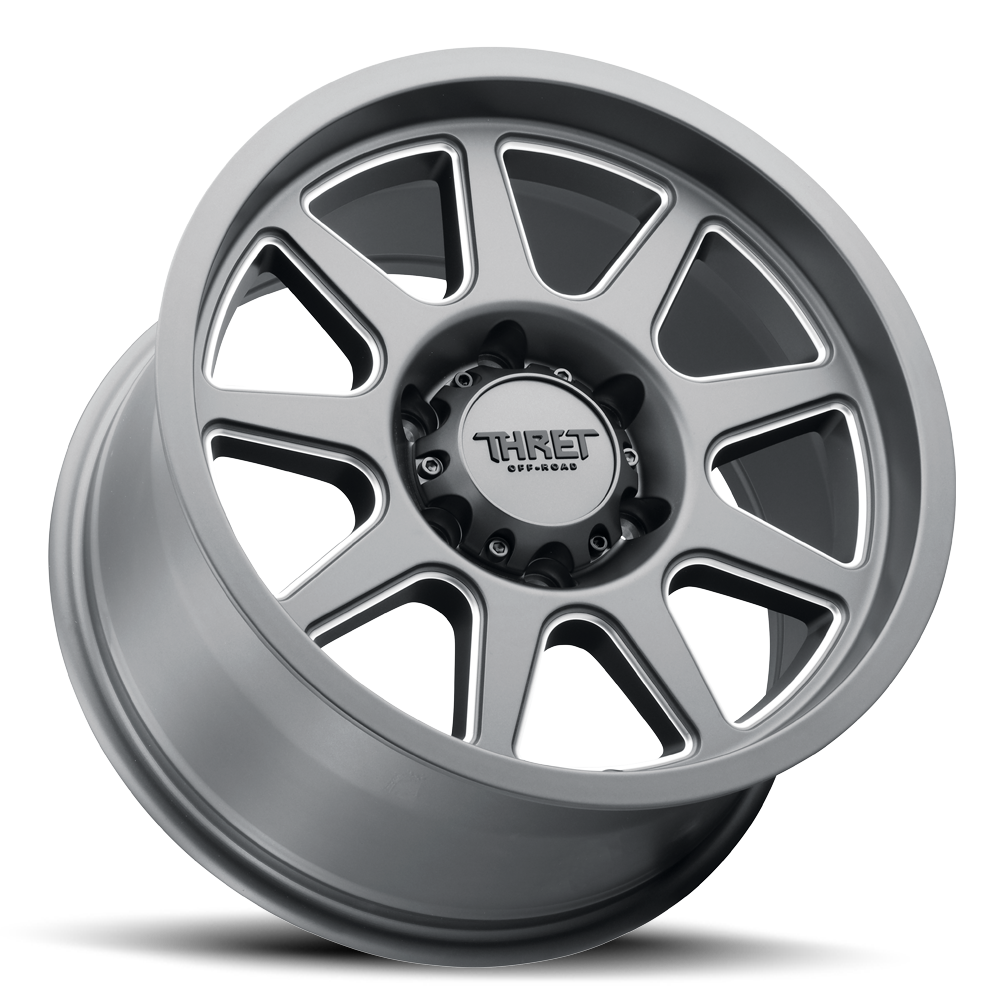 Set 4 18" Thret Offroad 705 Flood Satin Grey Milled 18x9 Wheels 6x5.5 18mm Rims